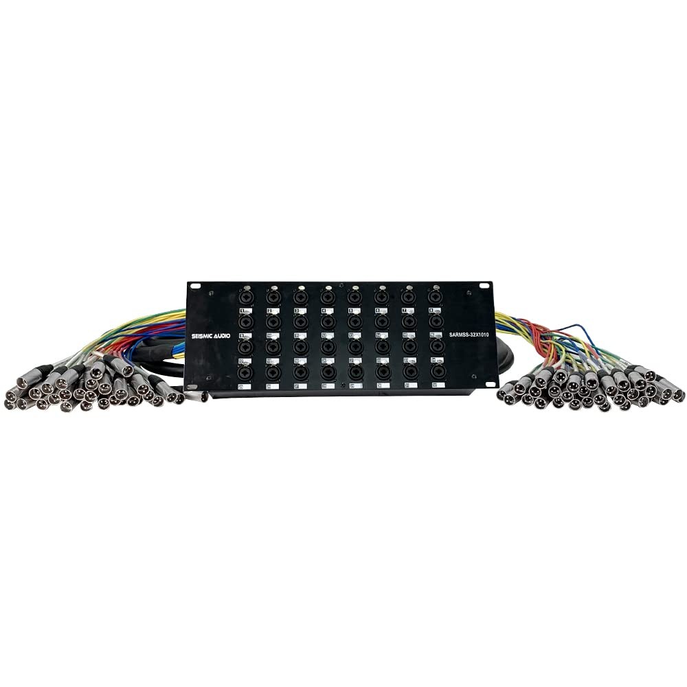 Seismic Audio – SARMSS-32×1010-32 Channel XLR TRS Combo Splitter Snake Black