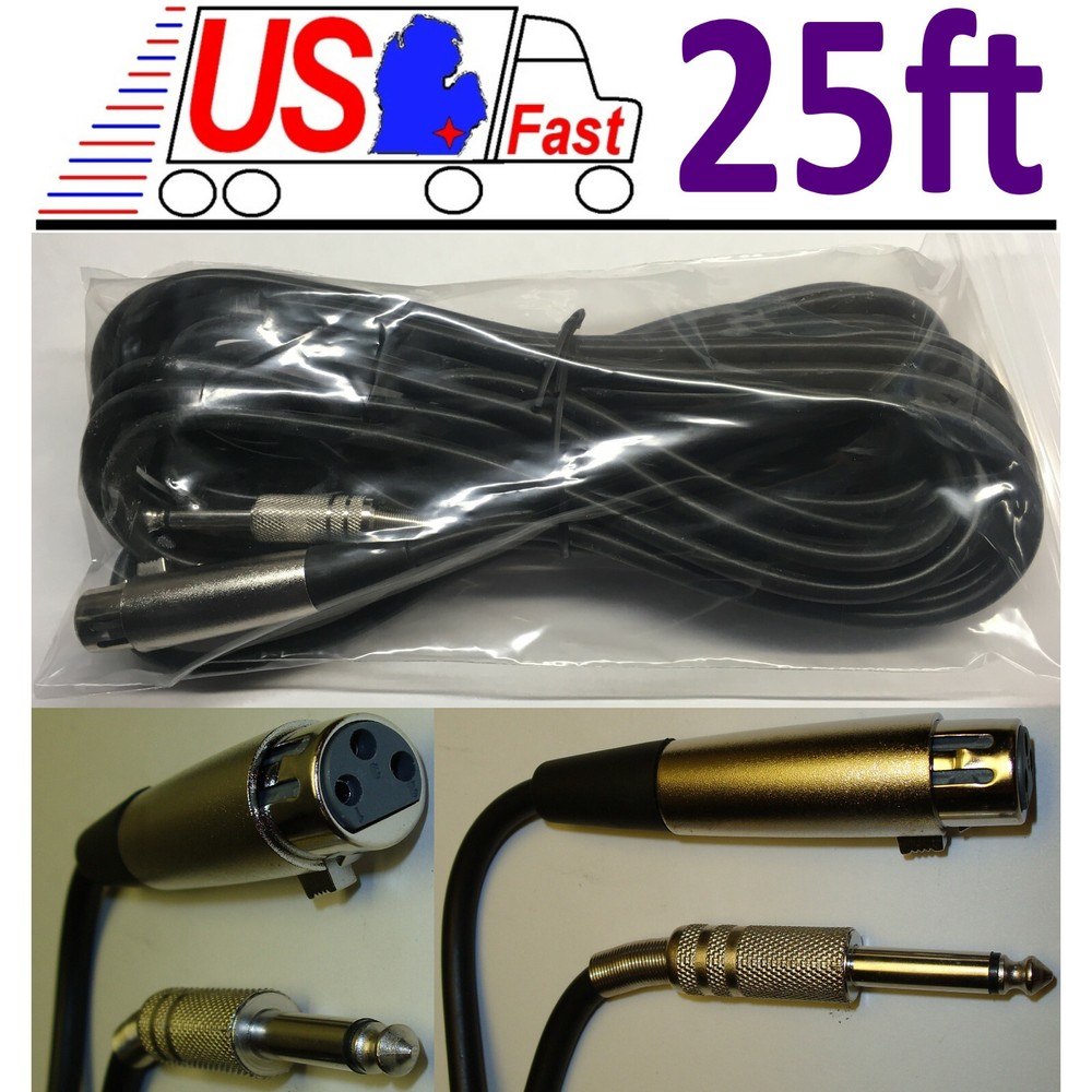 Lot10 25ft XLR~1/4″Mono Microphone/Mic/PA Audio Cable/Cord 3pin~6.3mm TS $SHdisc