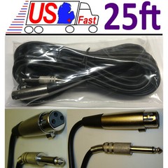Lot10 25ft XLR~1/4″Mono Microphone/Mic/PA Audio Cable/Cord 3pin~6.3mm TS $SHdisc