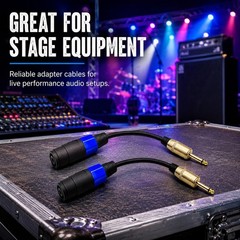 Professional Speaker Cable Adapters (2-Pack) – 1/4″ TS Male to Speakon