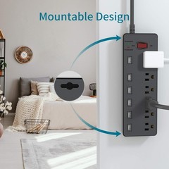 Surge Protector Power Strip, 6FT Surge Protector with 6 Outlets and 6 USB Cha…