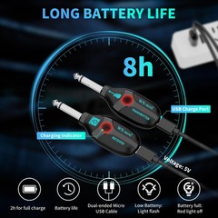 2.4GHz Wireless Guitar System with 4 Channels，Rechargeable Audio Wireless Gui…