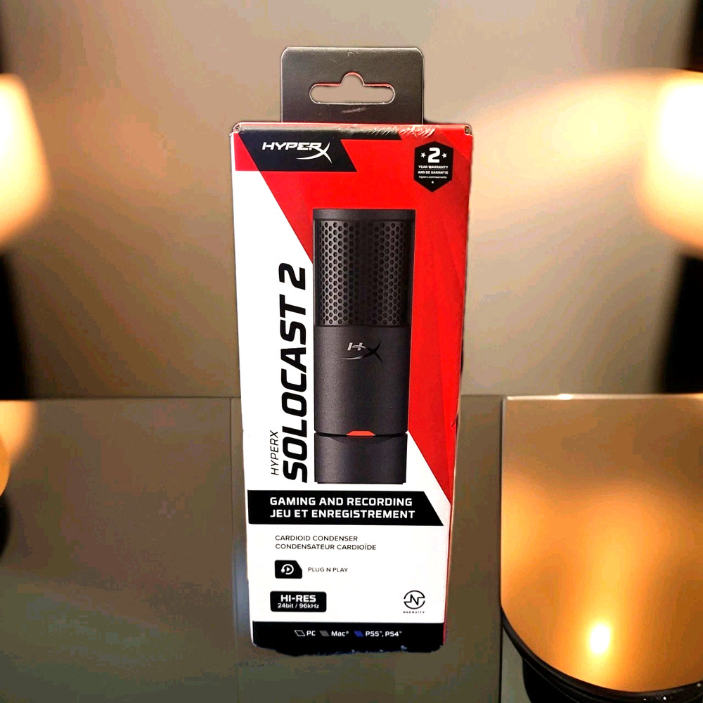 HyperX SoloCast 2 – Gaming USB Condenser Mic for PC, USB-C to USB-A, Blk – NEW