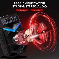 Pyle Portable Bluetooth PA Speaker System – 600W Rechargeable 10 in, Black