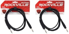 2 Rockville RCTR106B Black 6′ 1/4“ TRS to 1/4“ TRS Cable 100% Copper