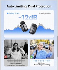 BOYA Mini 2 Wireless Lavalier Microphones for Iphone 15/16/17 & Android, AI Nois