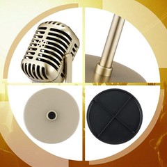 4Pcs Retro Microphone Props Model Microphone Stage Table Decor Gold J6Q24216