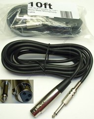 10ft XLR~1/4″Mono Professional Microphone/PA Audio Cable/Cord/Wire 3pin~6.3mm TS