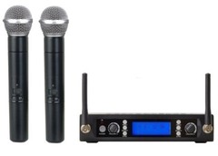 Wireless Theater Mic FCC 2 Channel UHF Reciver Two Handheld Cordless Mike Set