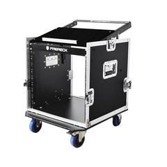 PRORECK Road Case 20“ Rackable with Slant Mixer Top, Plywood, Side Table 12U