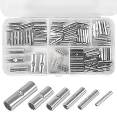 100pcs Non Insulated Butt Connectors Kit Splice Silver
