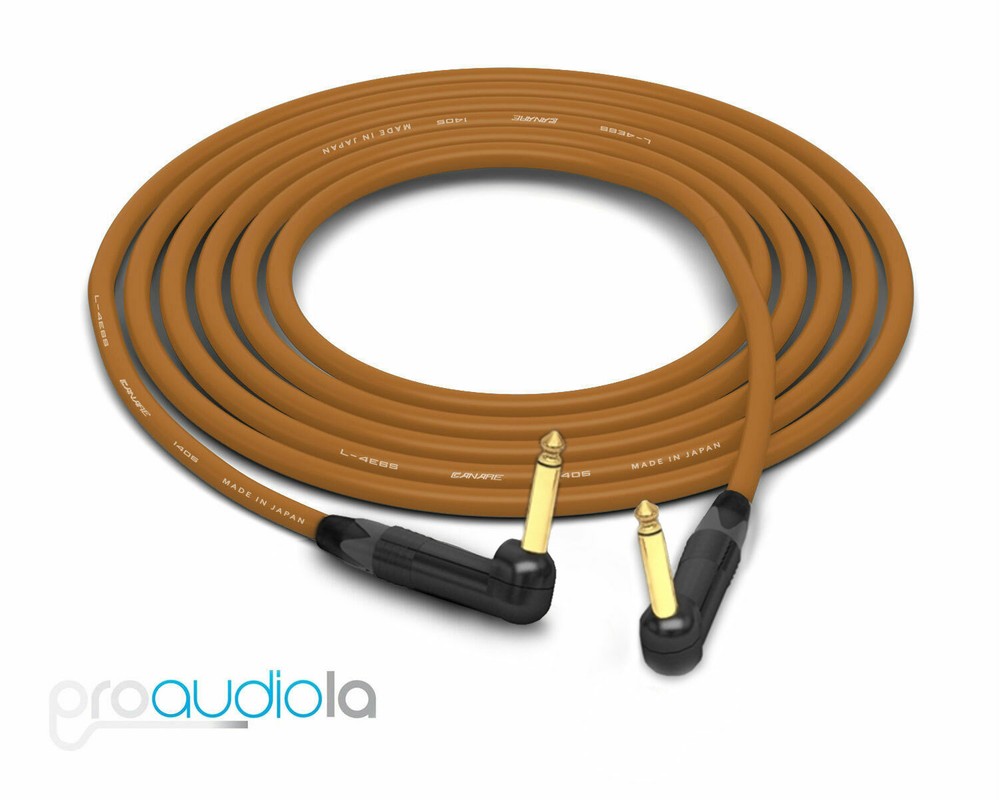 Canare Quad L-4E6S Instrument Cable | 90° 1/4″ TS to 90° 1/4″ TS | Brown 30 Ft