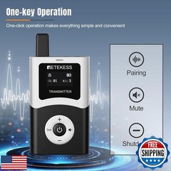 Retekess T130U(4nd Gen T130) Wireless Tour Guide Transmitter, Support Pre-Rec