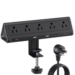 10 FT Desk Clamp Power Strip with 5 AC Outlets & 6 USB Ports PD 40W USB-C Fas…