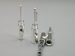 4x SILVER plated 5mm Speaker Cable BANANA PLUG Screw Connector