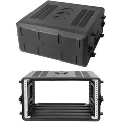 6U Rack Case Shallow 17″ Depth, 19″ Rackmount Flight Case for Amplifier, Audio