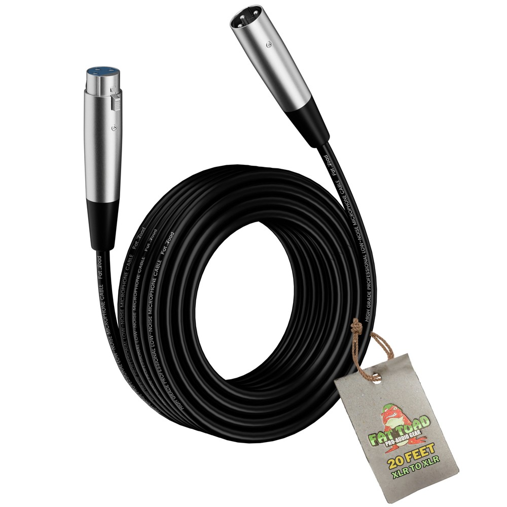 XLR Microphone Cable 20FT – FAT TOAD Mic Cord Female Male 3 Pin Recording Wire
