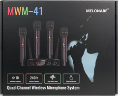 4-Channel Wireless Microphone System, UHF Compact Cordless Mic Set W/ 4X10 Frequ