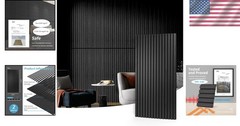 Elegant Matte Black Acoustic Panels – 2 Count Wood Slat Wall & Ceiling Upgrade