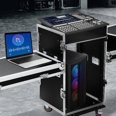 16U Rack Case Slant Mixer Stand Top Two DJ Table Workstation Drawer with Wheels