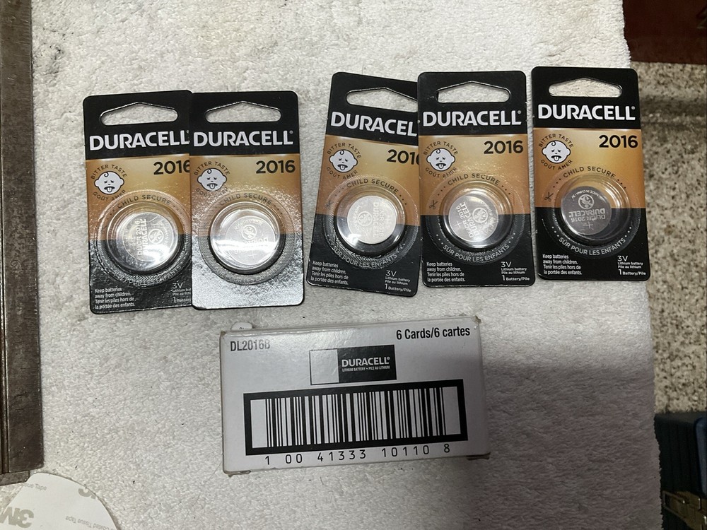 5 2016 Duracell Coin Cell Batteries-Lithium 3V-(CR2016, ECR2016, DL2016) Ex 2030