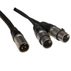 4 XLR 3pin 1 MALE plug to 2 FEMALE dual jack Y SPLITTER mic cable adaptor 6 inch