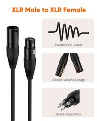 CableCreation XLR to Cable 6FT, X LR Male X Female 6 Feet, Black