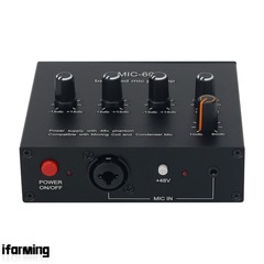 MIC-60 Microphone Preamplifier 60dB Gain 48V Phantom Power EQ Adjustable