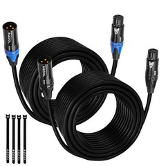 XLR Cable Premium Microphone Cables 50ft 2 Pack, Balanced Gold-Plated 3 Pin X…