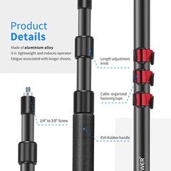 Neewer 98″ Portable Three Sections Stretchable Handheld Microphone Boom Pole