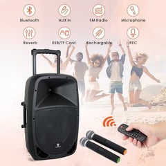 PRORECK 12″ Powered DJ Speaker 600W Outdoor BBQ Event Tailgate Bluetooth Audio
