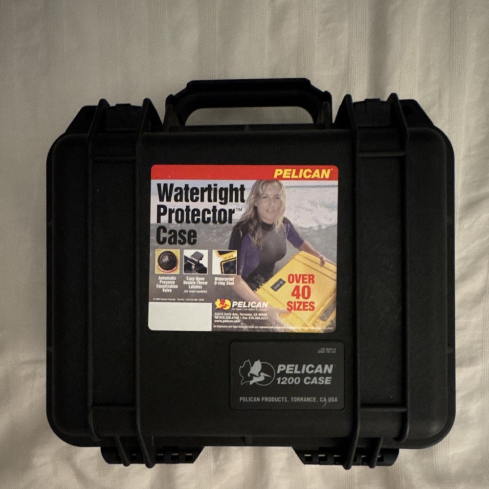 Pelican 1200 Watertight Foam Lined Black Case for Amplifier Microphone Mixer