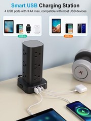 Power Strip Tower with Multiple Outlets, Flat Plug Surge Protector … Fast Ship
