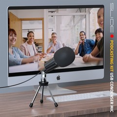 Podcast Equipment Bundle | USB Condenser Microphone Mini-Tripod & Windscreen …