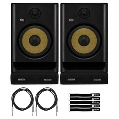 KRK Rokit RP8 G5 8″ Studio Monitors 2-Pack with Cables & Isolator Pads