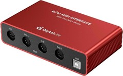 Quad-I/O | 4-In/4-Out MIDI Merge & Thru Box Metal, Red | Standalone Routing W…