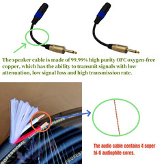 1/4″ Male to Speakon Female Cable Adapter, 6.35Mm TS Male Plug to Speakon Female