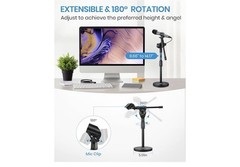 Moukey Desktop Microphone Stand Adjustable Table Mic Stand Clip