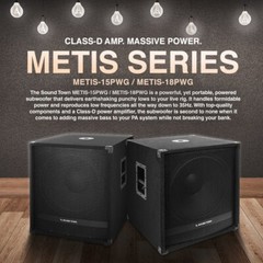 Sound Town 2400W 18″ Powered Subwoofer with High-Pass Filter (METIS-18PWG)