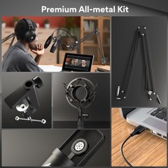 USB Microphone 192KHZ/24Bit Plug & Play PC Podcast Condenser Mic for Recording