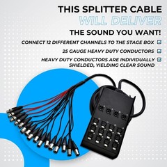 Seismic Audio Speakers 12 Channel Low Profile XLR Send Sub Snake Cable, XLR S…