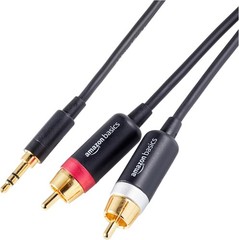 Amazon Basics 3.5mm Stereo Aux to 2 x RCA Audio Cable Adapters, 4 Feet, Black