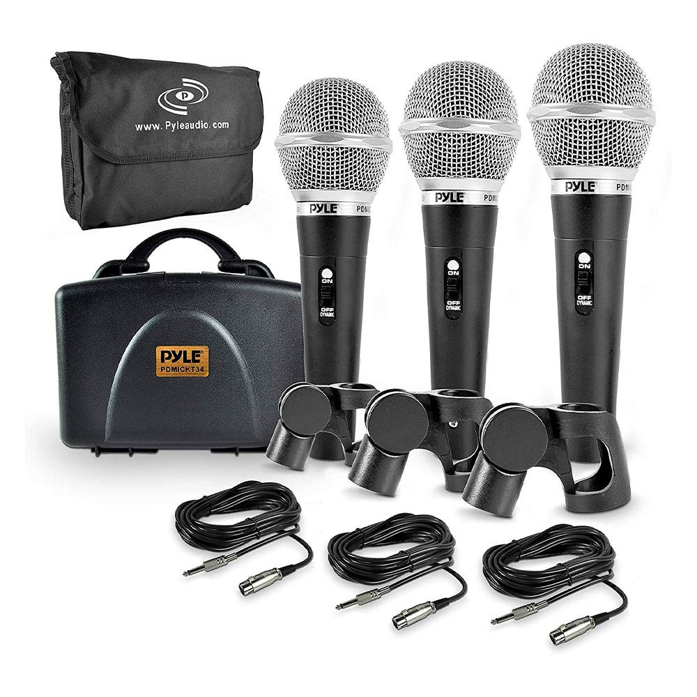 Pyle Professional Dynamic Microphone Kit with XLR Cables and Pop Filters
