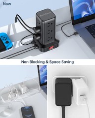 Surge Protector Power Strip 10 FT Cord, Power Strip Tower with 4 USB Ports (1…