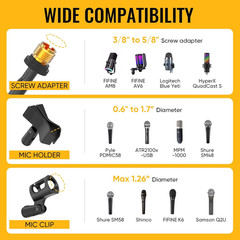 Microphone Stand for Light Microphone Less than 1 LB – Tripod Boom Arm Mic Stand