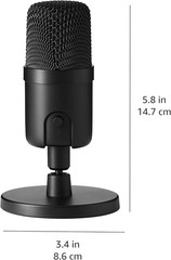 Amazon Basics USB Condenser Microphone for Streaming, 5.8 x 3.4 inches, Black