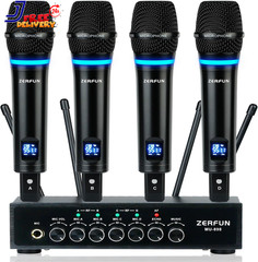 Rechargeable Wireless Microphone System 4 Channel Pro UHF Metal Handheld Wireles