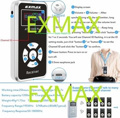 EXMAX ATG-100T PLUS 195MHz Wireless Tour Guide System for Church Translation