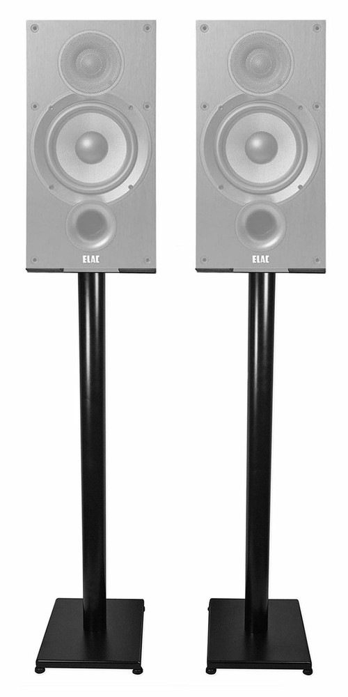 Pair Black 37” Steel Speaker Stands For ELAC Debut 2.0 B6.2 Bookshelf Speakers