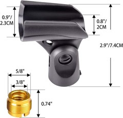 Universal Microphone Clip Holder with Nut Adapters 5/8″ to 3/8″,Black,5 Pack